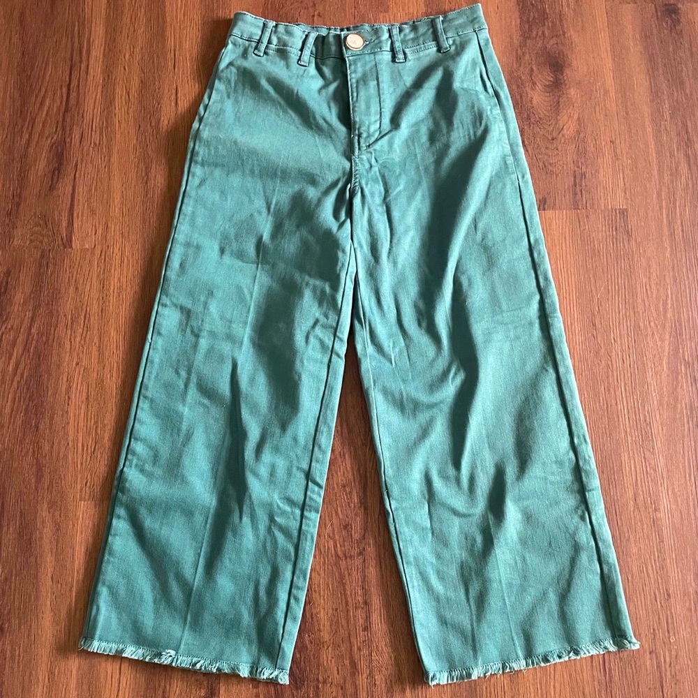 High waist straight leg cropped pant